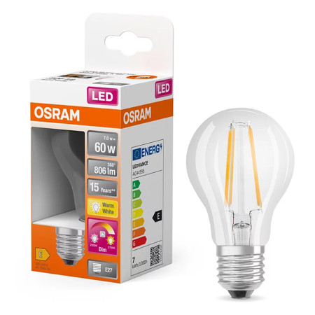 Žiarovka OSRAM LED SCLA60GD E27 7W/822-827 GLOW DIM