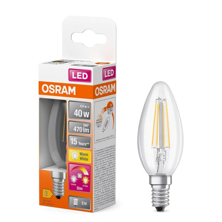 Žiarovka OSRAM LED SCLB40GD E14 4W/822-827 GLOW DIM sviečka