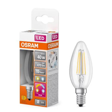 Žiarovka OSRAM LED SCLB40 E14 4W/827+840 FILAMENT RELAX&ACTIVE sviečka