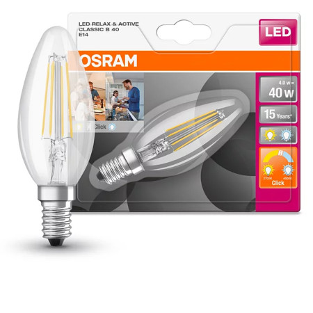 Žiarovka OSRAM LED SCLB40 E14 4W/827+840 FILAMENT RELAX&ACTIVE sviečka