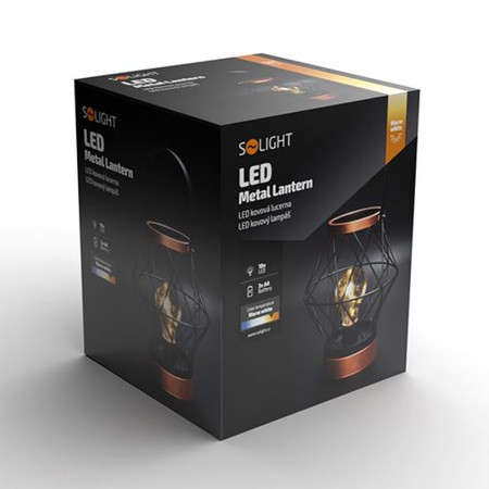 Lampáš s LED žiarovkou kov/plast čierno-medený SOLIGHT WO3105