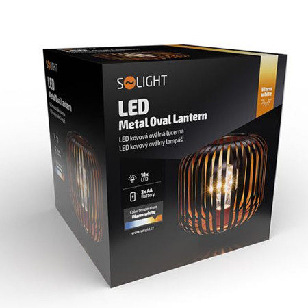 Lampáš s LED žiarovkou kov/plast čierno-medený SOLIGHT WO3103