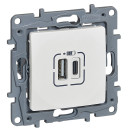 Dvojzásuvka 2xUSB nabíjačka LEGRAND NILOE 764597 biela USBA+USBC