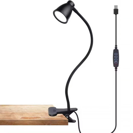 Lampa stolová LED 5W 3-6000K CCT USB na štipec čierna GOOD EYE