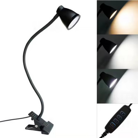 Lampa stolová LED 5W 3-6000K CCT USB na štipec čierna GOOD EYE