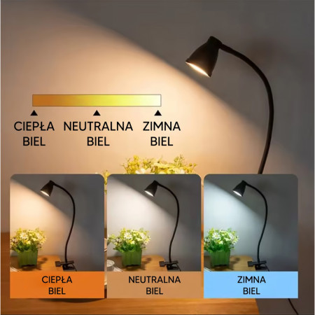 Lampa stolová LED 5W 3-6000K CCT USB na štipec čierna GOOD EYE