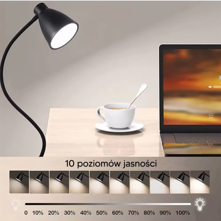 Lampa stolová LED 5W 3-6000K CCT USB na štipec čierna GOOD EYE