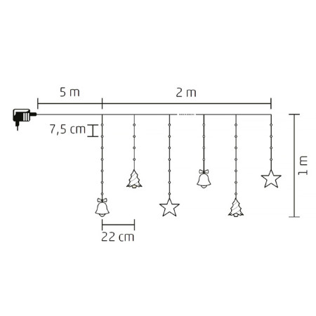 Vianočný svietiaci záves micro LED 10 figúrok HOME KAF11/WH