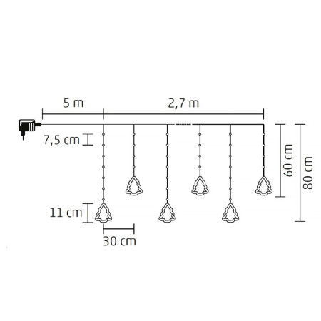 Vianočný svietiaci záves LED vianočné stromčeky HOME KAF110WW