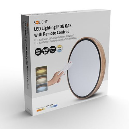 Stropnica LED 510mm 60W 3-6000K CCT+DO Wood decor 4200lm SOLIGHT WO8006