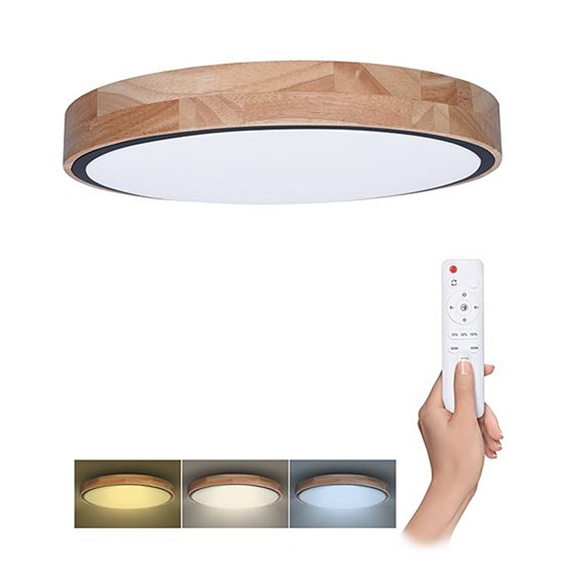 Stropnica LED 400mm 48W 3-6000K CCT+DO Wood decor 3360lm SOLIGHT WO8005