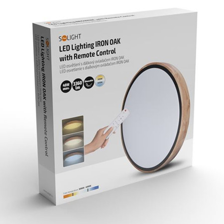 Stropnica LED 400mm 48W 3-6000K CCT+DO Wood decor 3360lm SOLIGHT WO8005