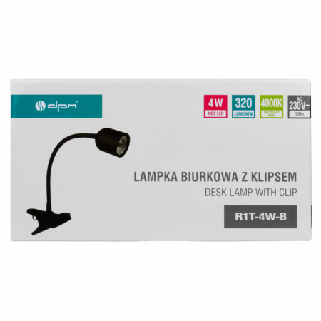 Lampa stolová LED 4W 4000K 320lm na štipec čierna DPM R1T-4W-B