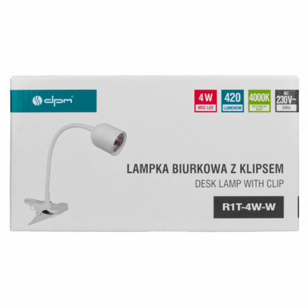 Lampa stolová LED 4W 4000K 420lm na štipec biela DPM R1T-4W-W