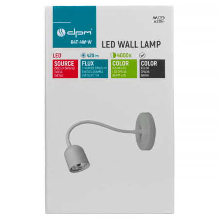 Lampa nástenná LED 4W 4000K 420lm biela DPM R4T-4W-W