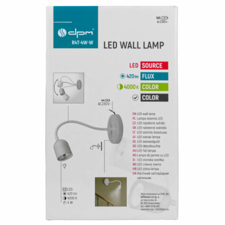 Lampa nástenná LED 4W 4000K 420lm biela DPM R4T-4W-W