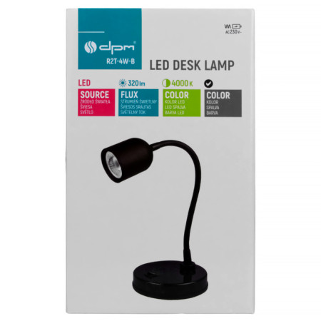 Lampa stolová LED LED 4W 4000K 320lm čierna DPM R2T-4W-B