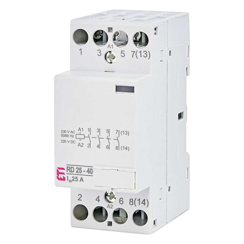 Stýkač modulárny ETI RD25-40 25A 230V AC/DC 002464010 4pol 2moduly