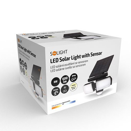 Reflektor LED so solárnym panelom+PIR SOLIGHT WO772