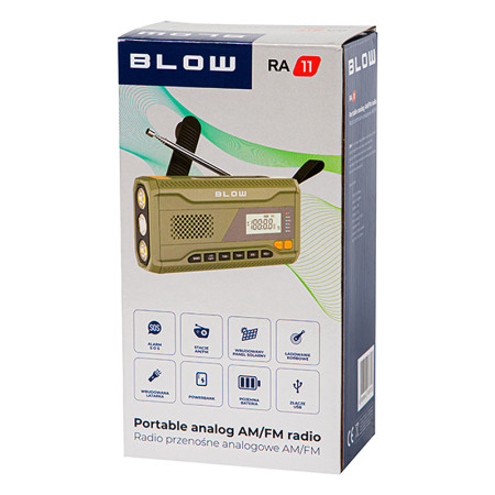 Rádio prenosné BLOW RA11 + solárny panel + powerbank + svietidlo