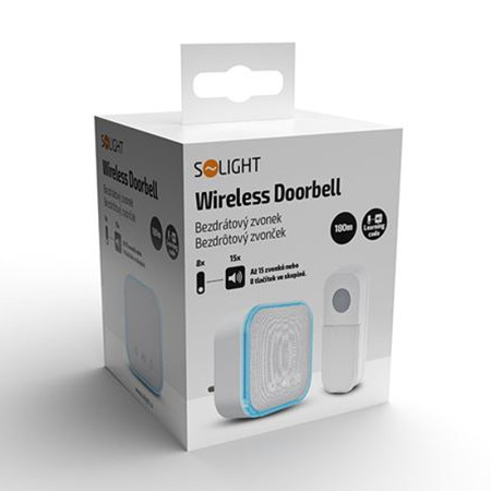 Zvonček bezdrôtový 230V 180m SOLIGHT 1L76 biely