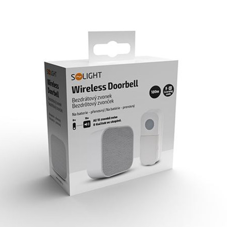 Zvonček bezdrôtový bat. 180m SOLIGHT 1L75 biely
