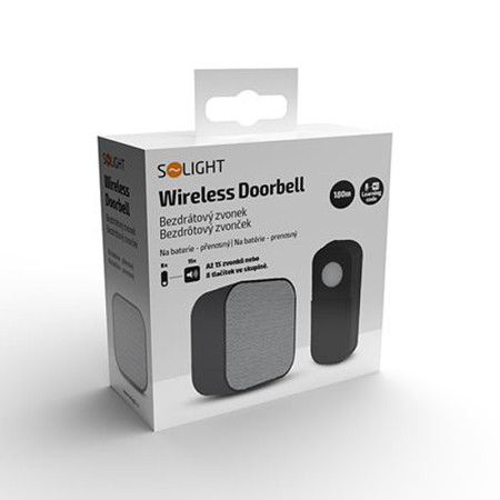 Zvonček bezdrôtový bat. 180m SOLIGHT 1L75B čierny