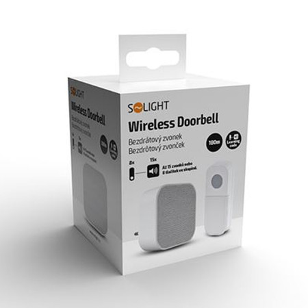 Zvonček bezdrôtový 230V 180m SOLIGHT 1L74 biely