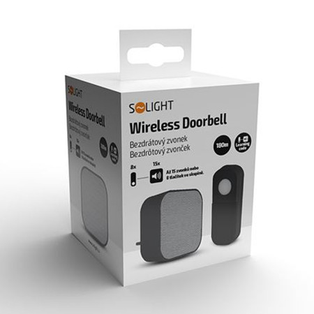 Zvonček bezdrôtový 230V 180m SOLIGHT 1L74B čierny