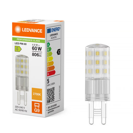 Žiarovka LEDVANCE LED PIN60 G9 4,9W/827 806lm PMC