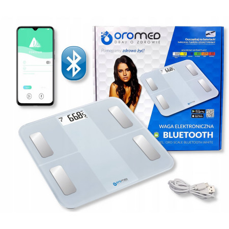 Váha osobná digitálna OROMED ORO-SCALE BLUETOOTH WHITE (merá tuk,vodu,sv)