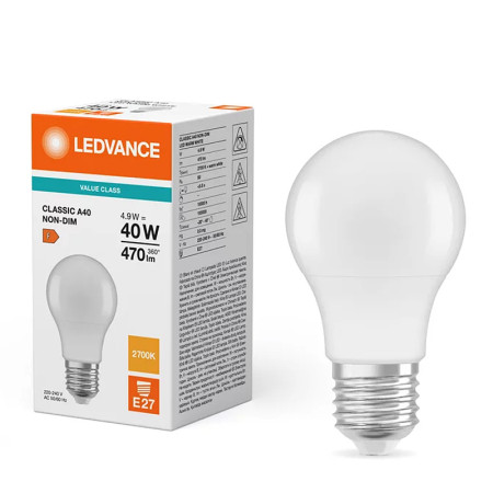 Žiarovka LEDVANCE LED CLA40 E27 4,9W/827 VC