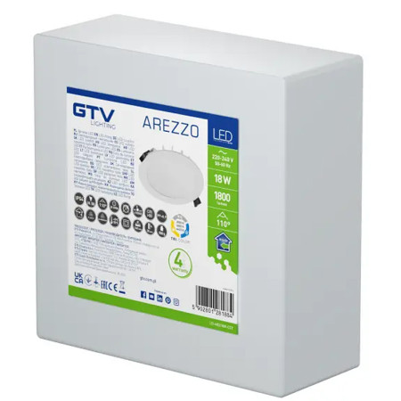 Svietidlo zapustené GTV AREZZO LD-ARZ18W-CCT biele 145mm 18W 3-6400K CCT IP20/IP54 1800lm okrúhle do podhľadov
