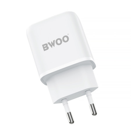 Adaptér 2xUSB 230V/5V 2,4A biely BWOO CDA60C +kábel USBA-USBC 1m