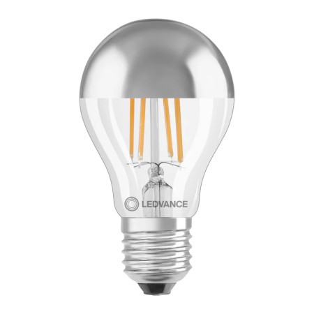 Žiarovka LEDVANCE LED CLA50MIR S E27 6,5W/827 MIRROR SILVER PMC