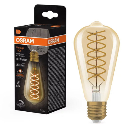 Žiarovka OSRAM LED Vintage 1906 E27 8,8W/824 GLOBE FILAMENT GOLD EDISON SPIRAL DIM