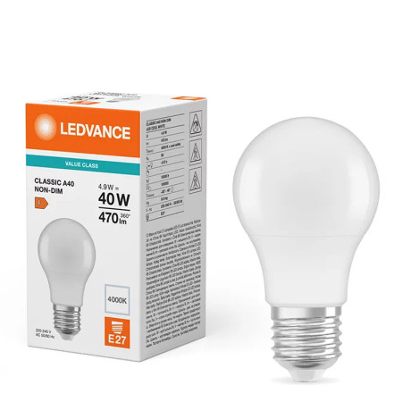 Žiarovka LEDVANCE LED CLA40 E27 4,9W/840 VC