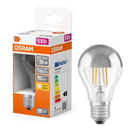 Žiarovka OSRAM LED SCLA34MIR S E27 4W/827 MIRROR SILVER