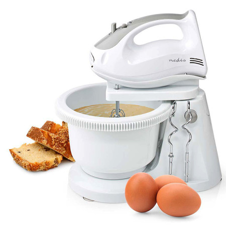 Šľahač ručný s misou NEDIS KAHM110CWT 200W