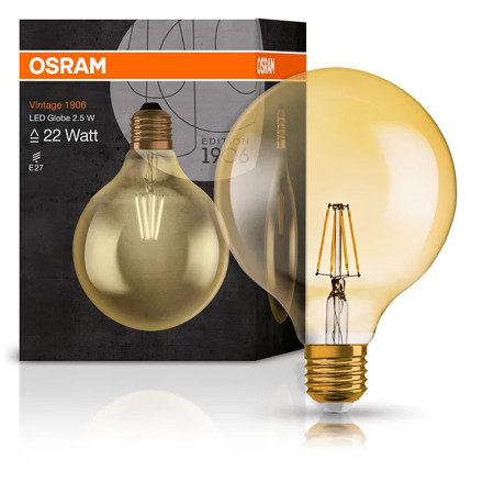Žiarovka OSRAM LED 1906 E27 2,5W/824 GLOBE G125 FILAMENT GOLD
