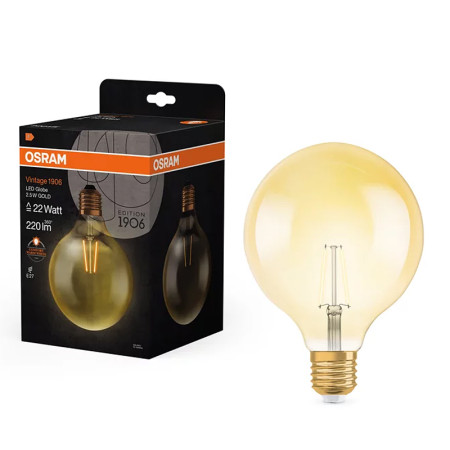 Žiarovka OSRAM LED 1906 E27 2,5W/824 GLOBE G125 FILAMENT GOLD