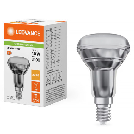 Žiarovka LEDVANCE LED R504036 E14 R50 2,6W/827 36°