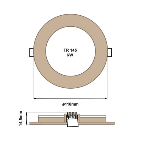 TR-145 LED panel 6W 504lm 4200K dekor drevo - kruhový