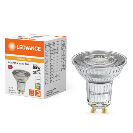 Žiarovka LEDVANCE LED PAR16D5036 GU10 6W/940 36° DIM SC