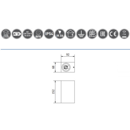 Nástenné svietidlo GTV LD-TIAGOGU10D-20KW 2xGU10 čierne