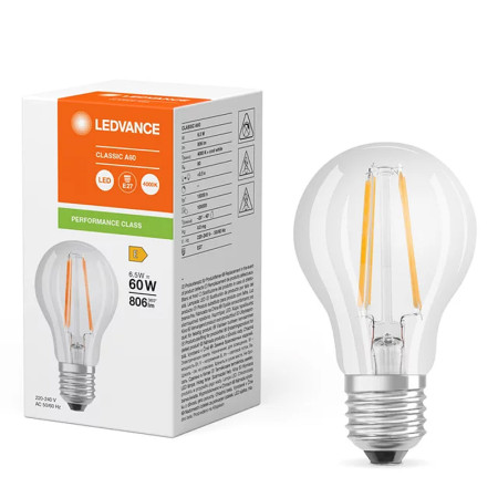 Žiarovka LEDVANCE LED CLA60 E27 6,5W/840 FILAMENT PMC