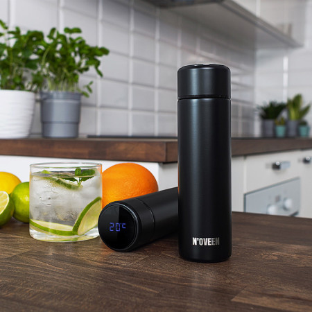 Termoska s teplomerom NOVEEN TB2110 BLACK MAT 0,28L BPA FREE