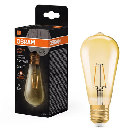 Žiarovka OSRAM LED Vintage 1906 E27 2,5W/824 FILAMENT GOLD EDISON