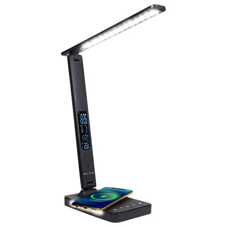 Lampa stolová LED 6W 3-6700K CCT+displej+indukčná nabíjačka čierna BLOW LB-13