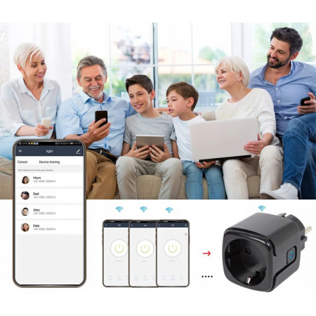 Zásuvka diaľkovo ovládaná WIFI BLOW V3 čierna (DY11)